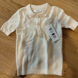 Coco Blanc knit polo shirt, cream, size 4
